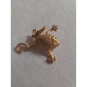 Vintage Gold tone frog brooch